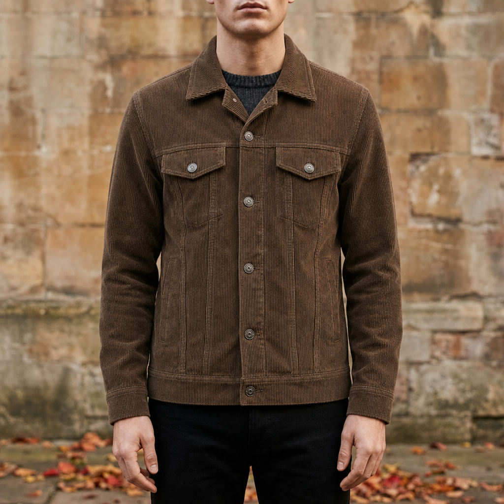 Modica Corduroy Button-Up Jacket in Brown