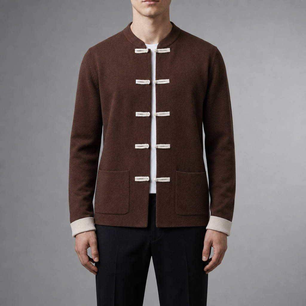 Funchal Tang Style Cardigan in Brown