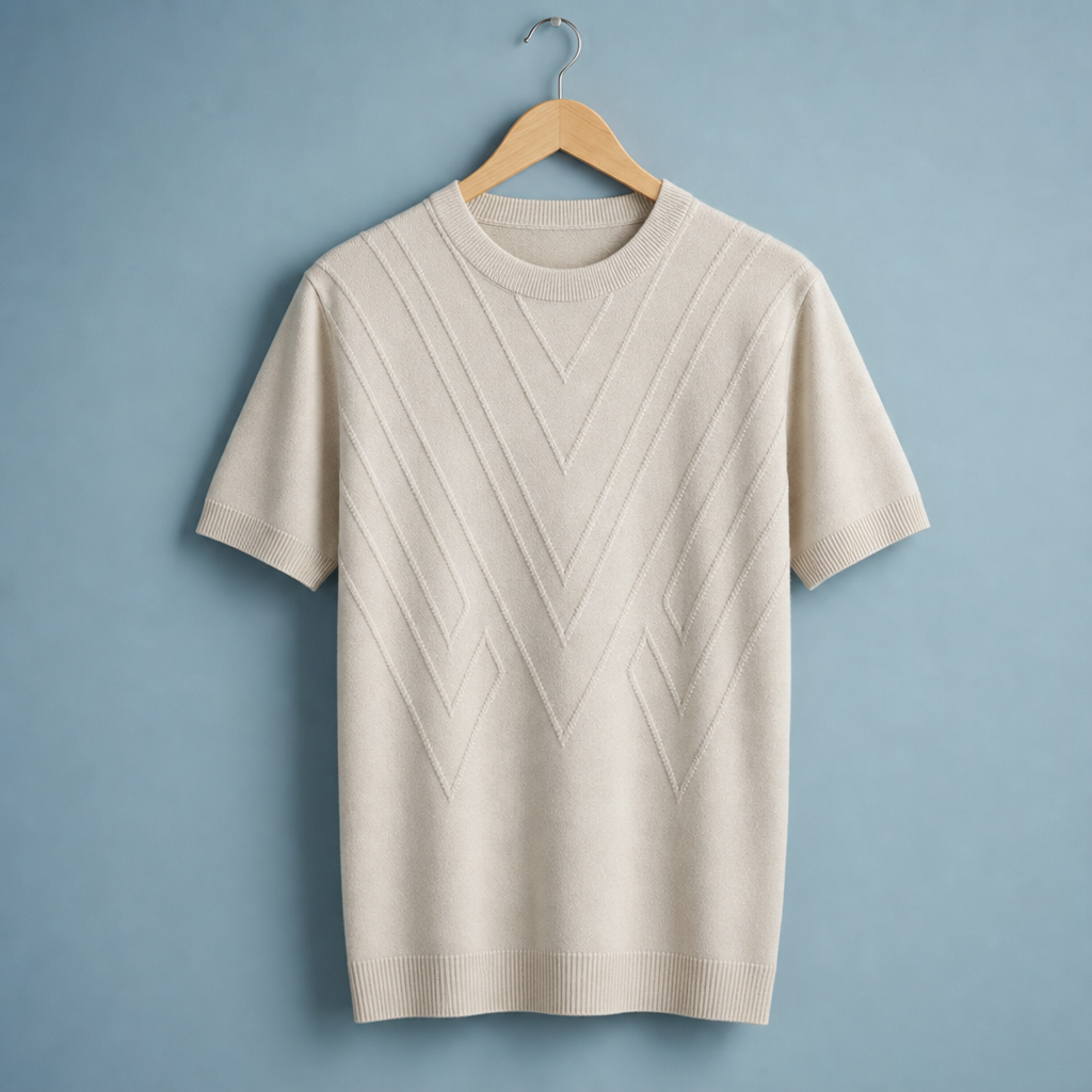 Segovia Geometric Knit Top in Cream