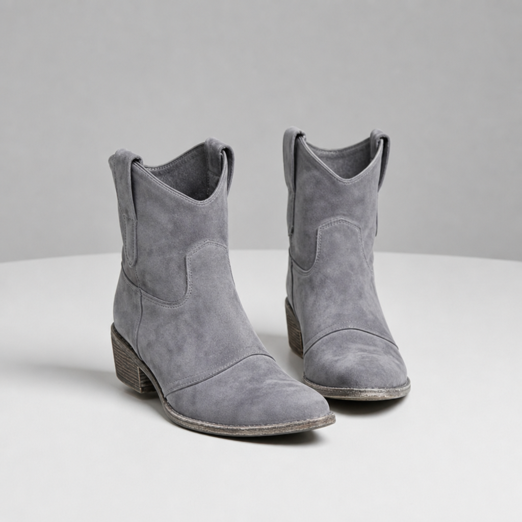 Arles Vintage Western Ankle Boots in Gray
