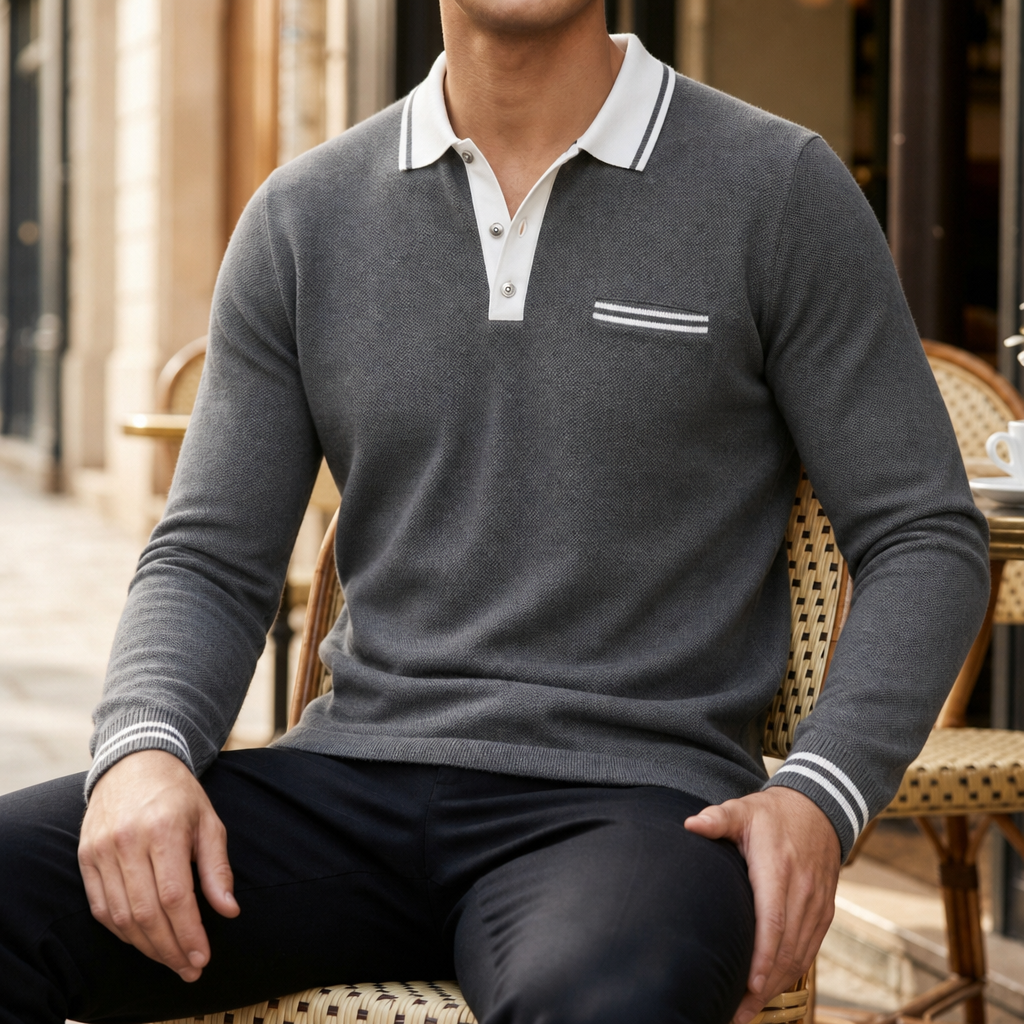 Salamanca Contrast Trim Polo in Gray