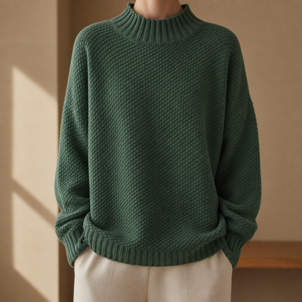 Kefalonia Oversized Mock Neck Sweater in Green