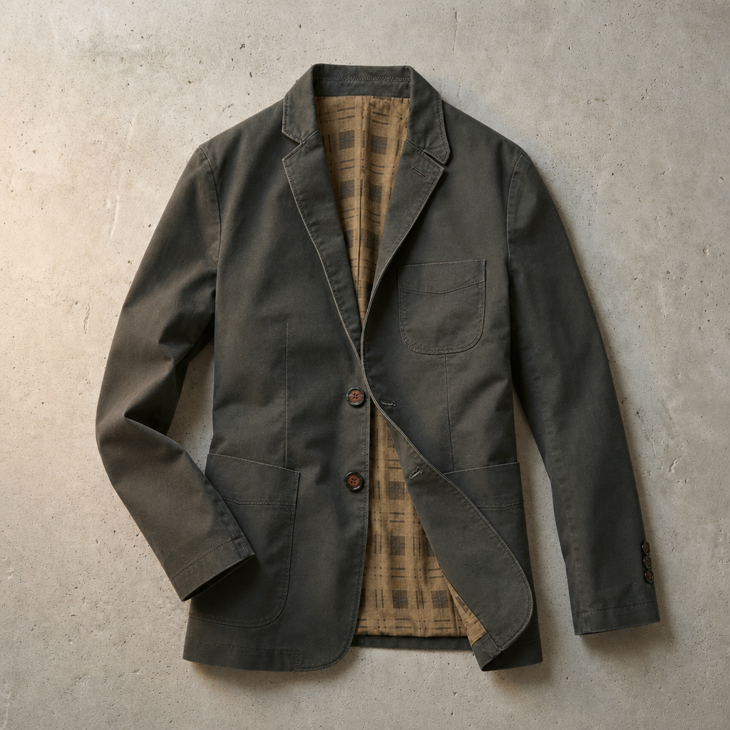 Vence Cotton Twill Blazer in Olive Green