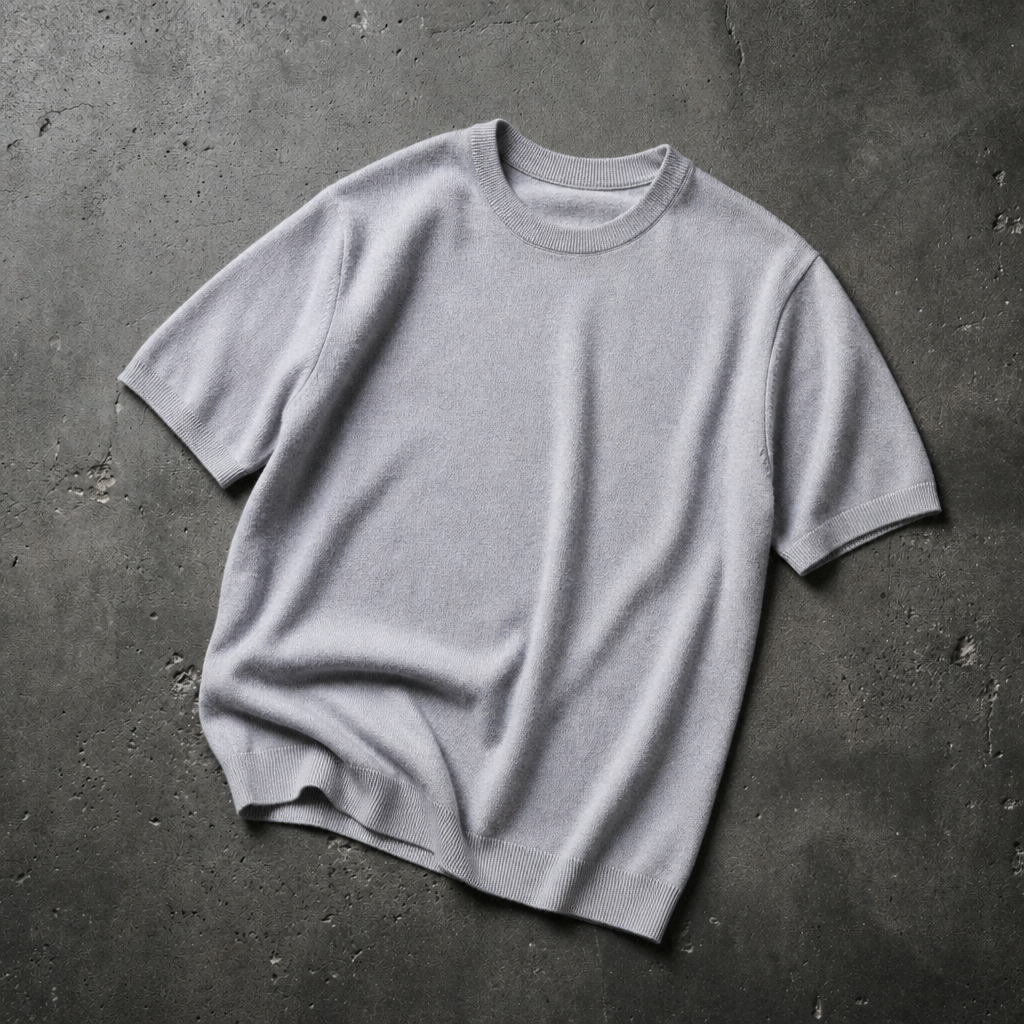 Thassos Cashmere Knit Tee in Gray
