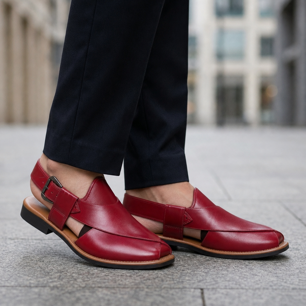 Sanlucar Leather Peshawari Sandals in Red