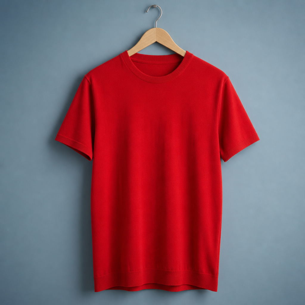 Meteora Cashmere Blend Knit Tee in Red