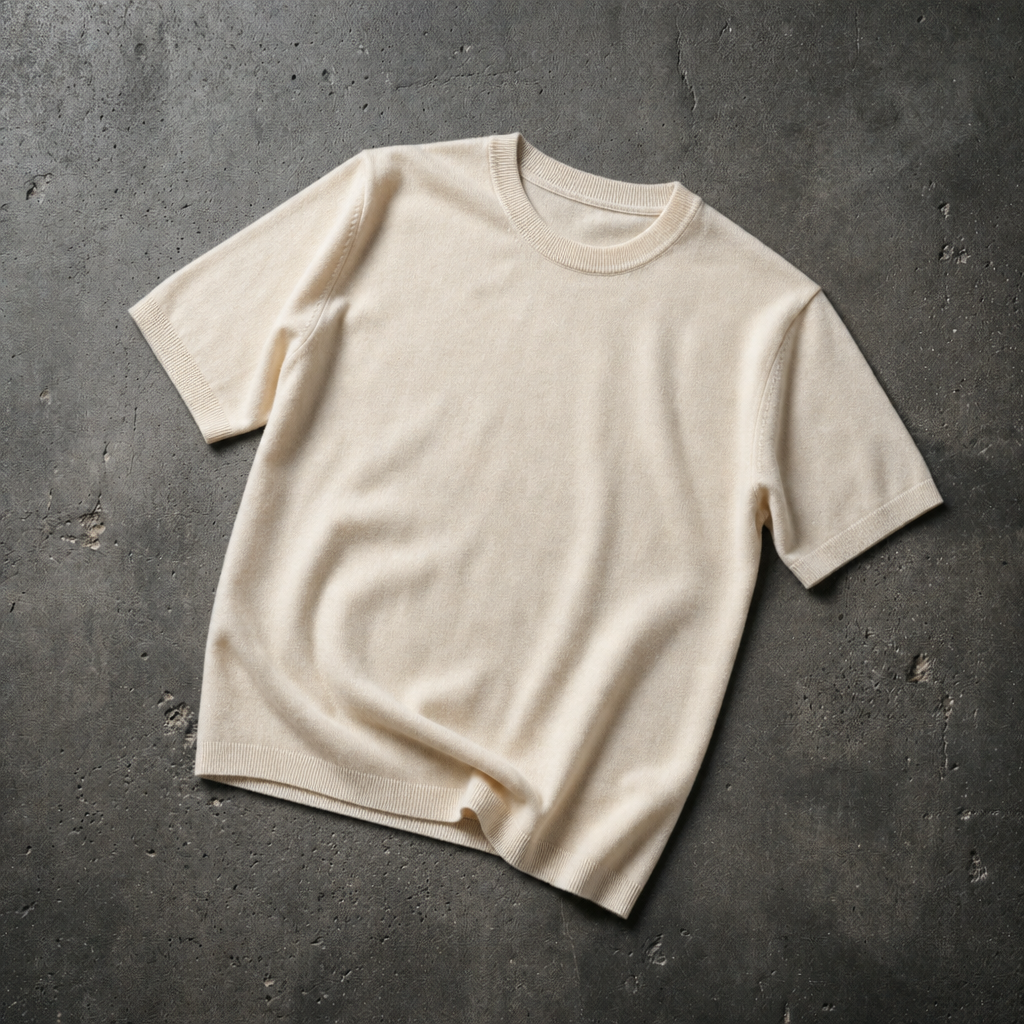 Thassos Cashmere Knit Tee in Beige