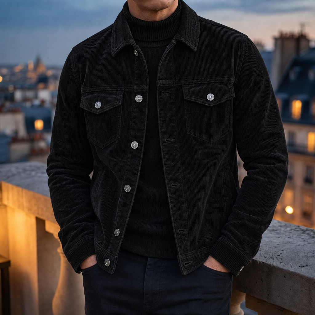Calpe Corduroy Work Jacket in Black