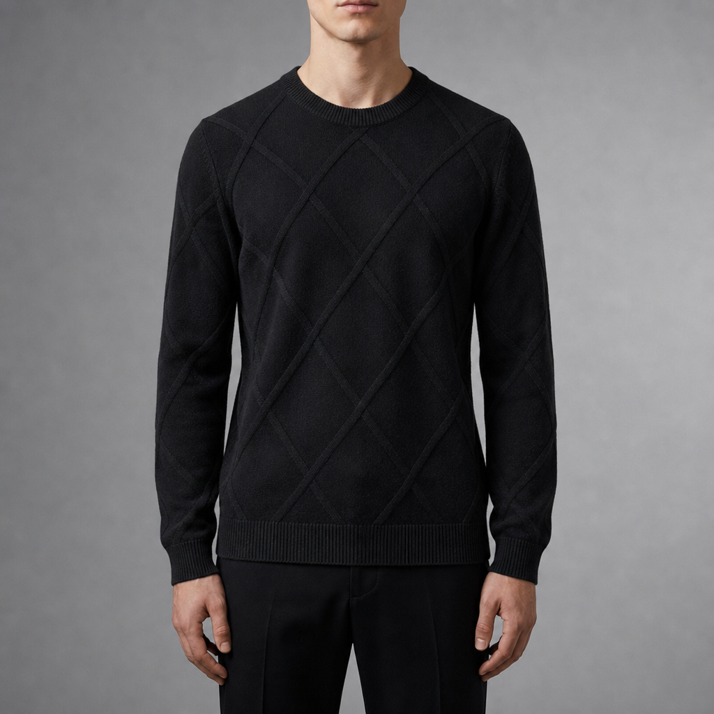 Deia Argyle Cashmere Crewneck Sweater in Black