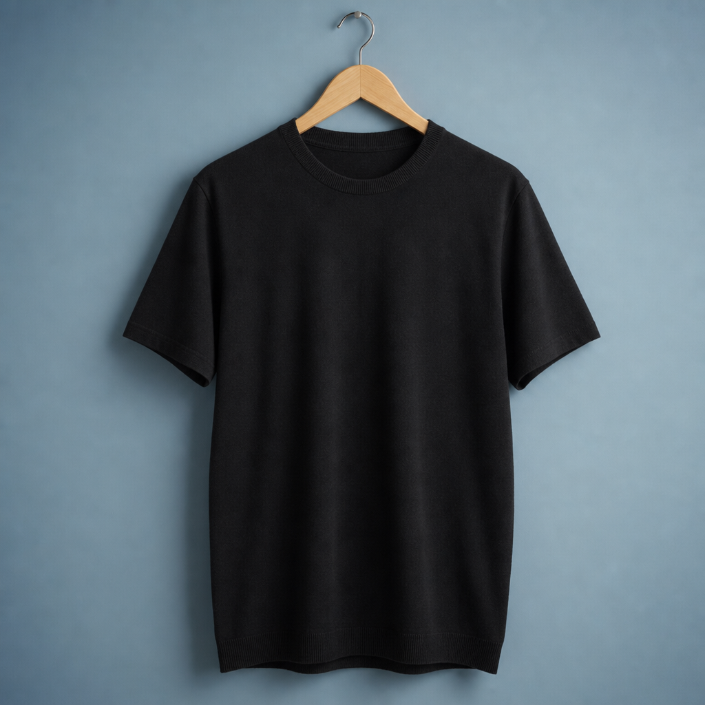 Meteora Cashmere Blend Knit Tee in Black