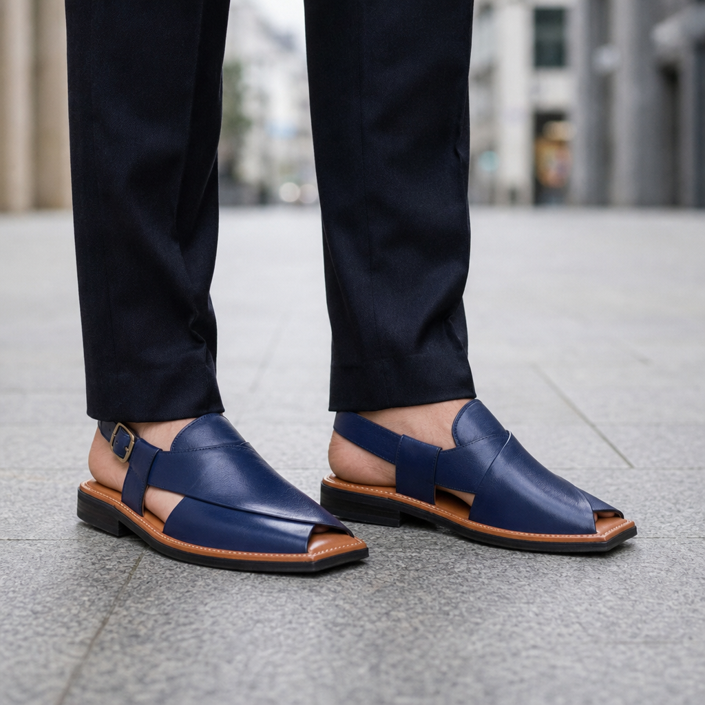 Sanlucar Leather Peshawari Sandals in Blue