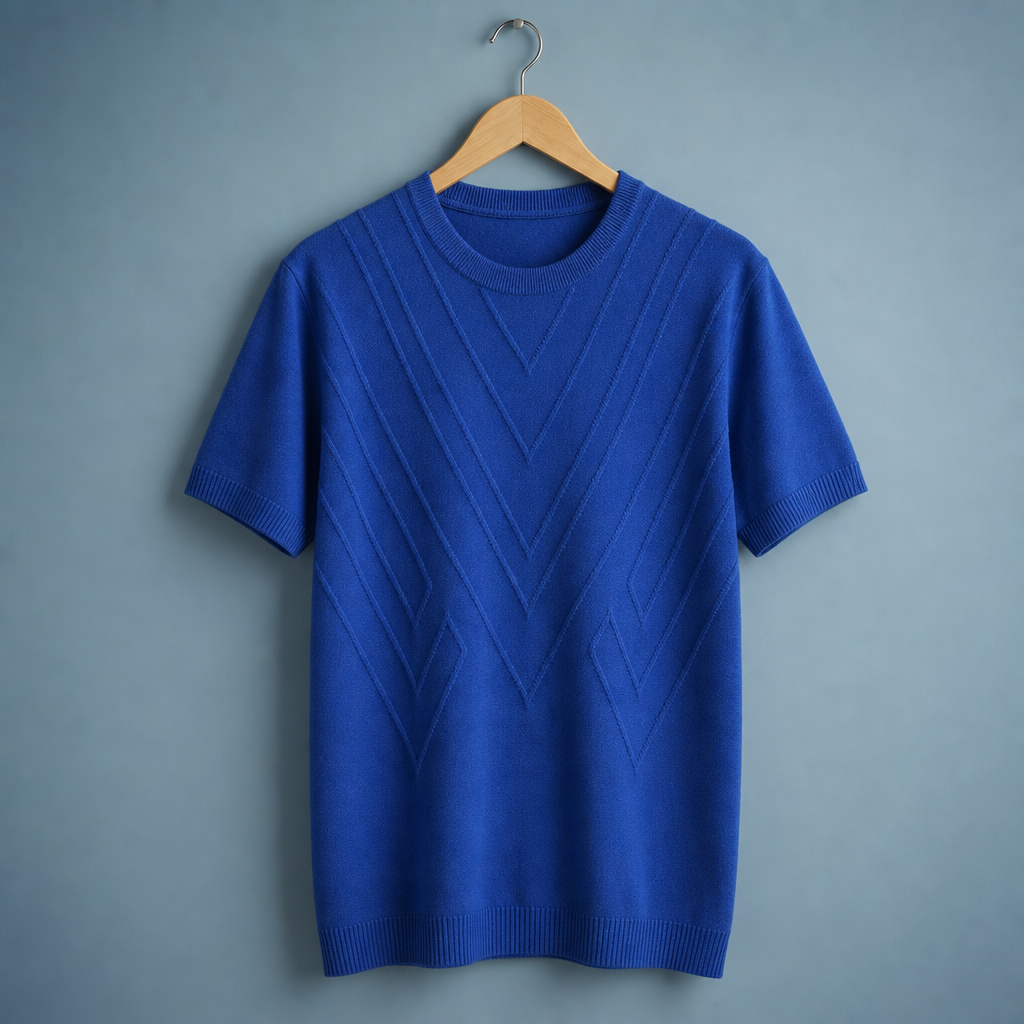 Segovia Geometric Knit Top in Royal Blue