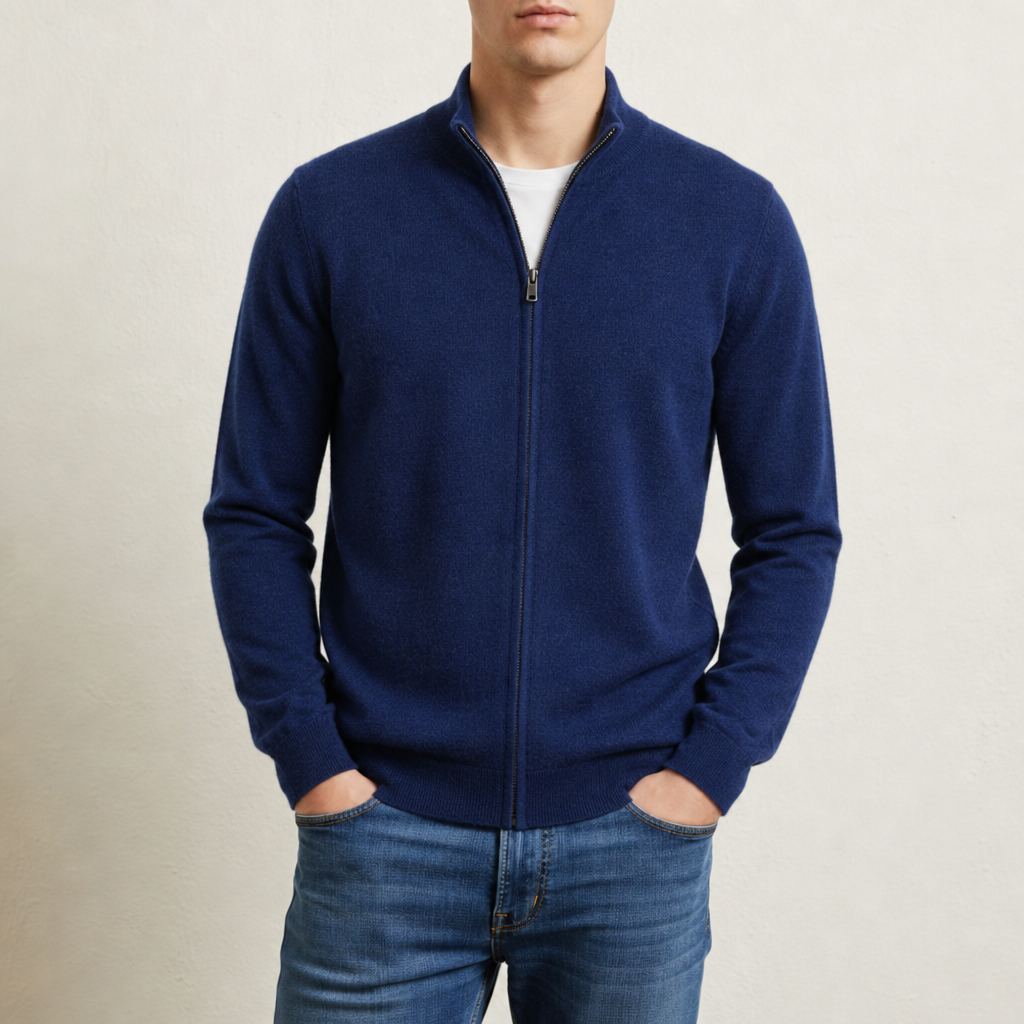 Altea Cashmere Zip Cardigan in Blue