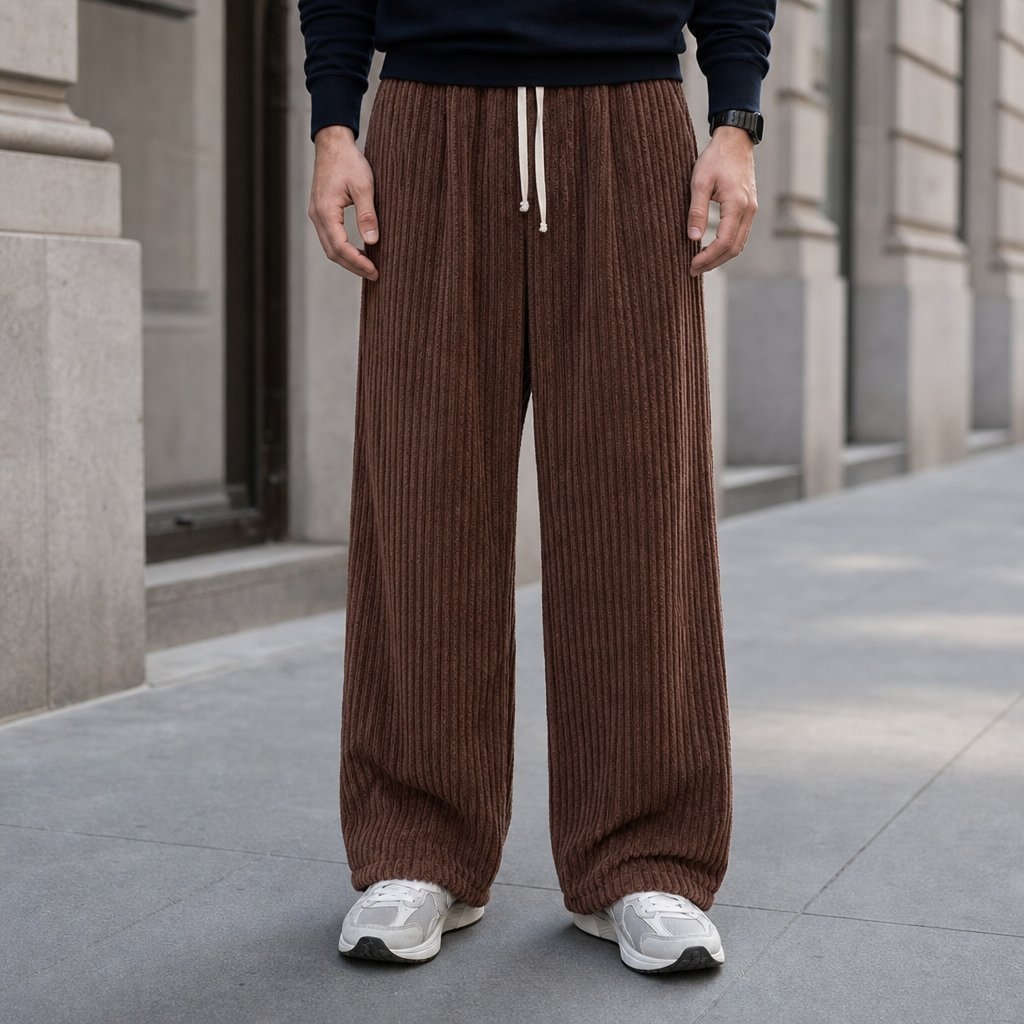 Methoni Wide Leg Corduroy Pants in Brown