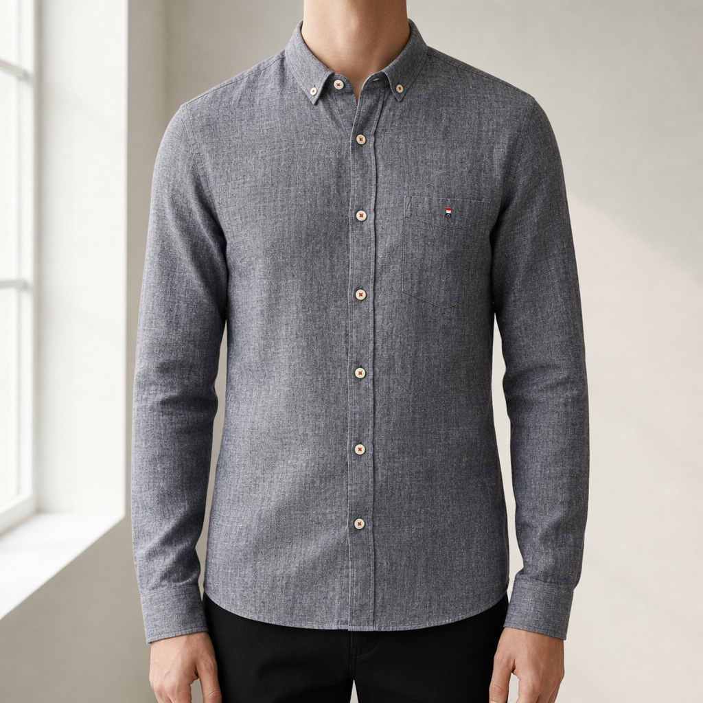 Soller Linen Button-Down Shirt in Gray