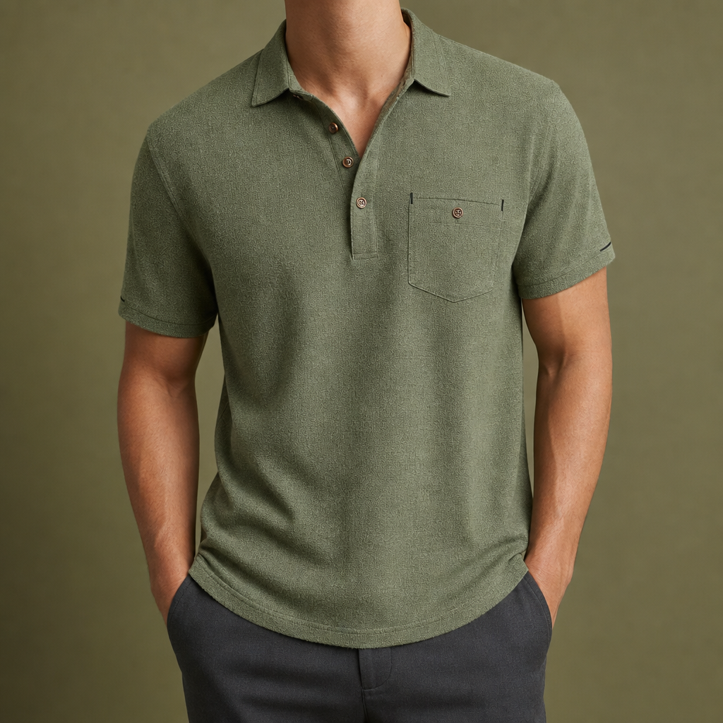 Milos Linen Polo Shirt in Green