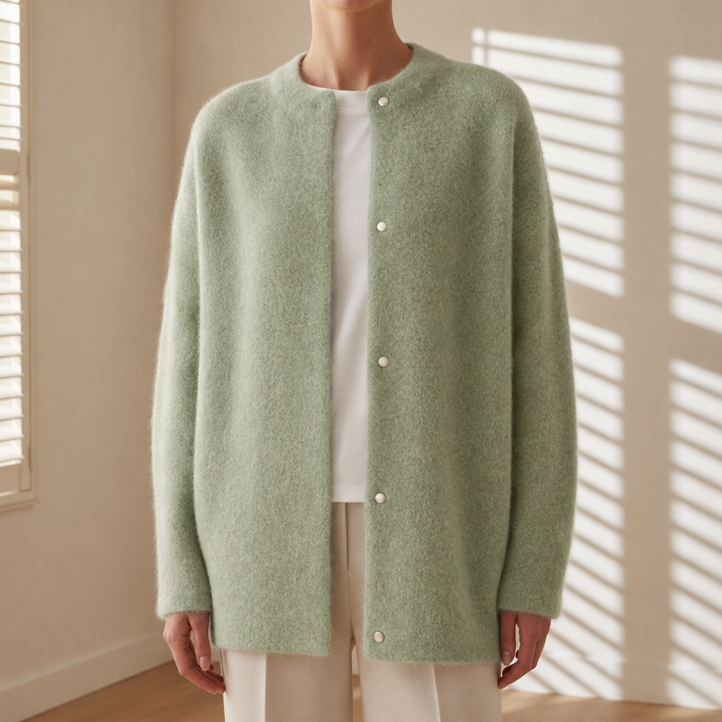 Ierapetra Oversized Wool Cardigan in Green