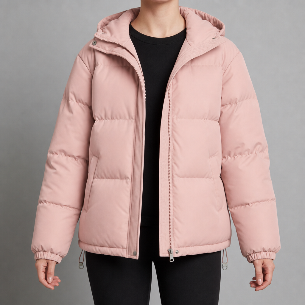 Kea Hooded Quilted Puffer Jacket in Pink