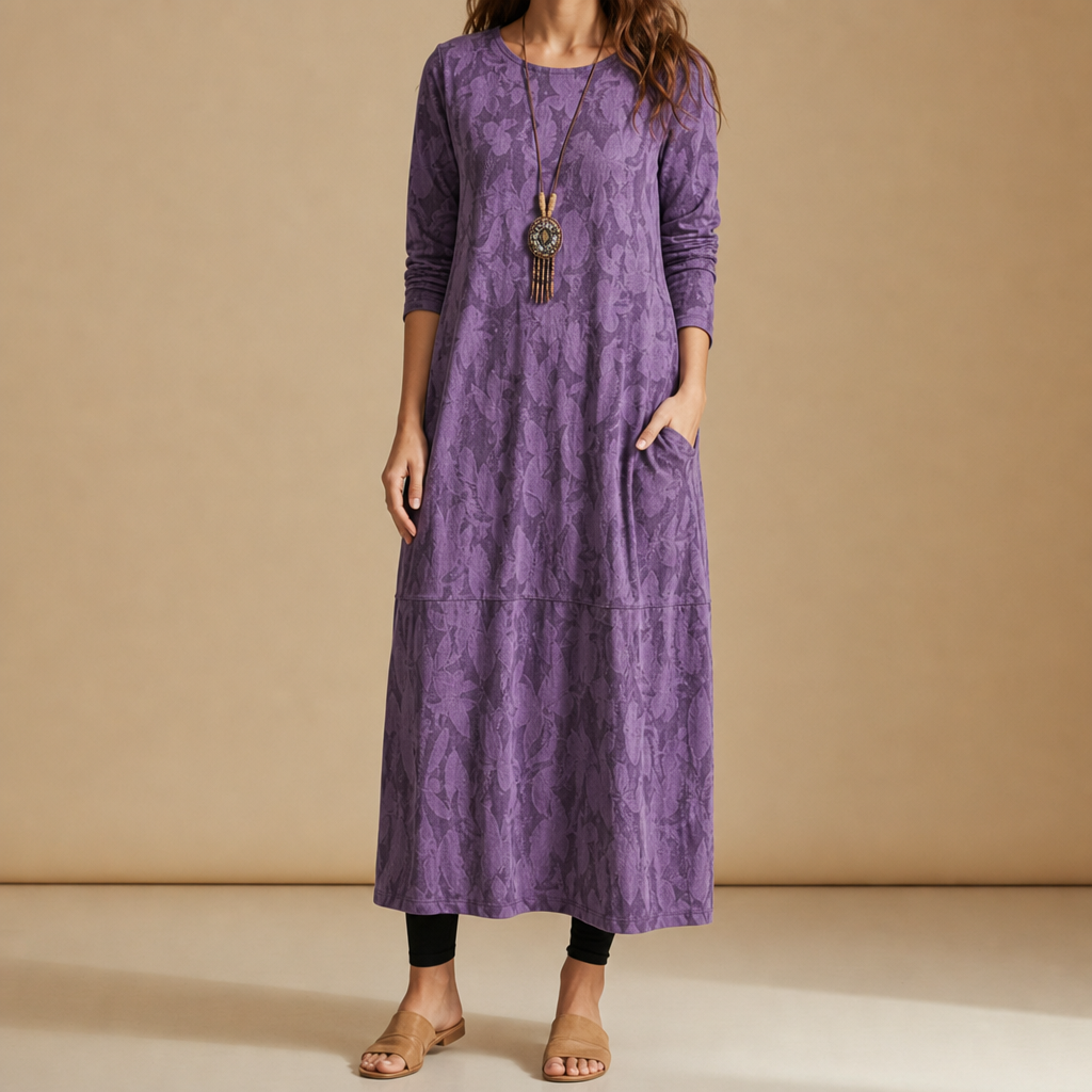 Trogir Printed Midi Dress in Purple
