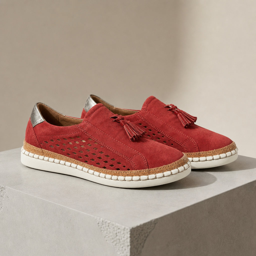 Gordes Tassel Slip-On Sneakers in Coral Red