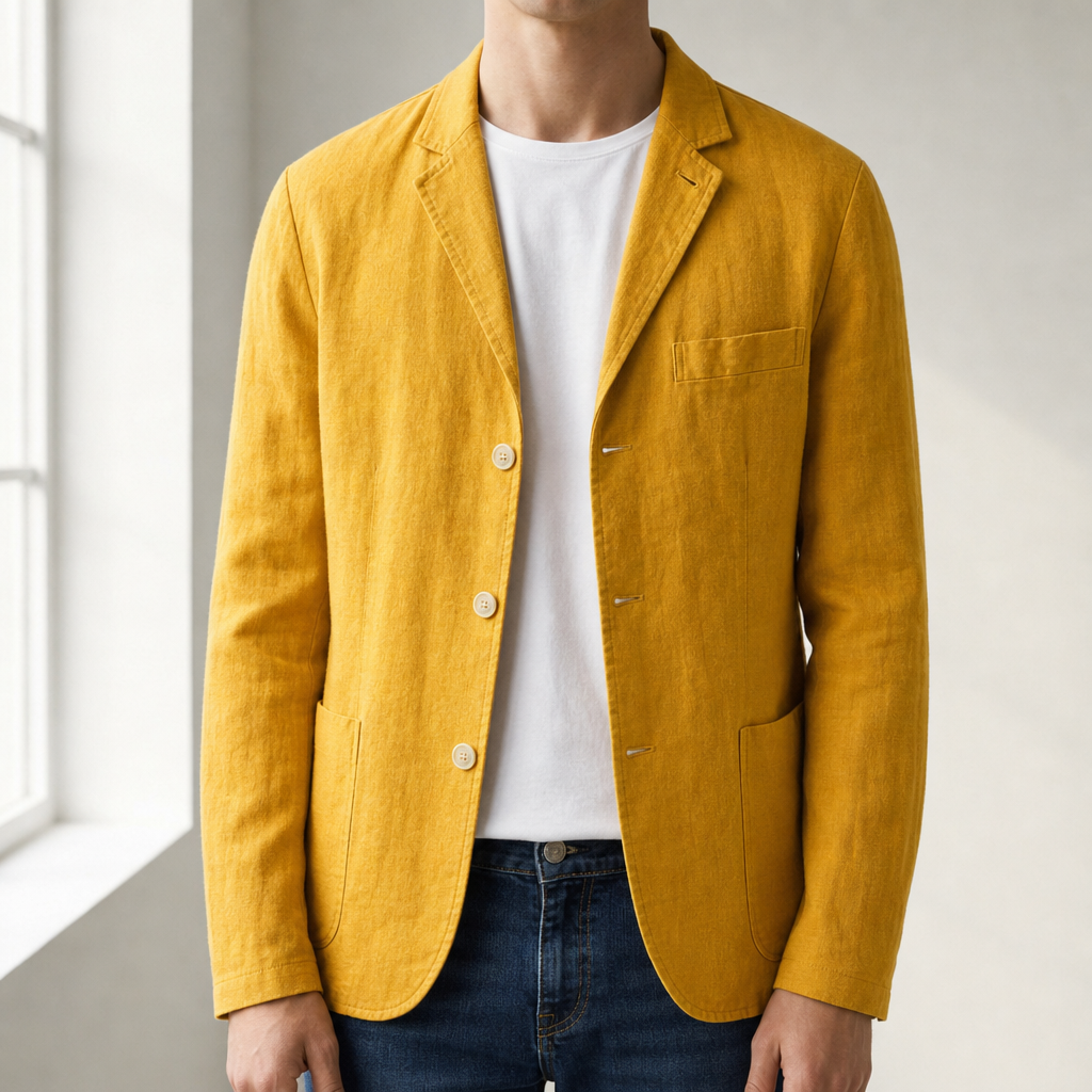 Comino Linen Blazer Jacket in Yellow