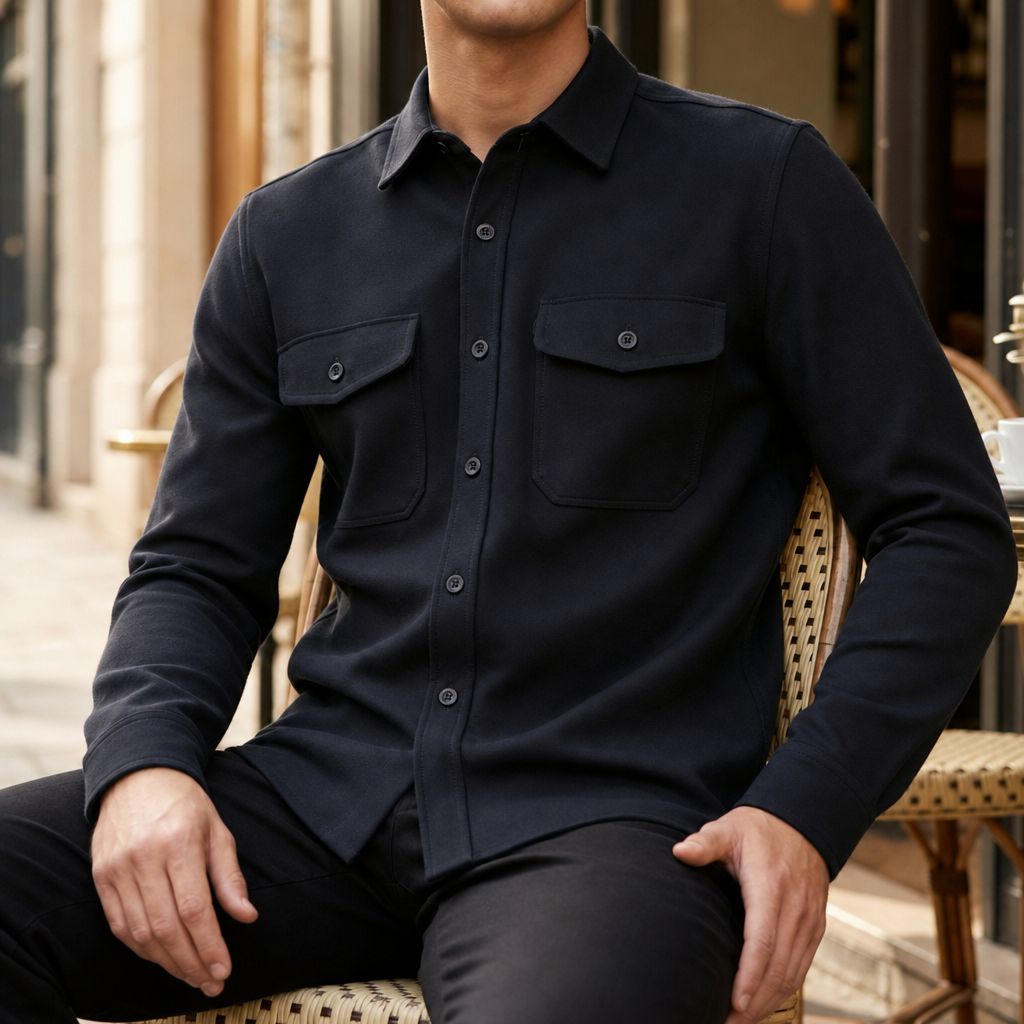 Almeria Relaxed Fit Shirt Jacket in Dark Navy