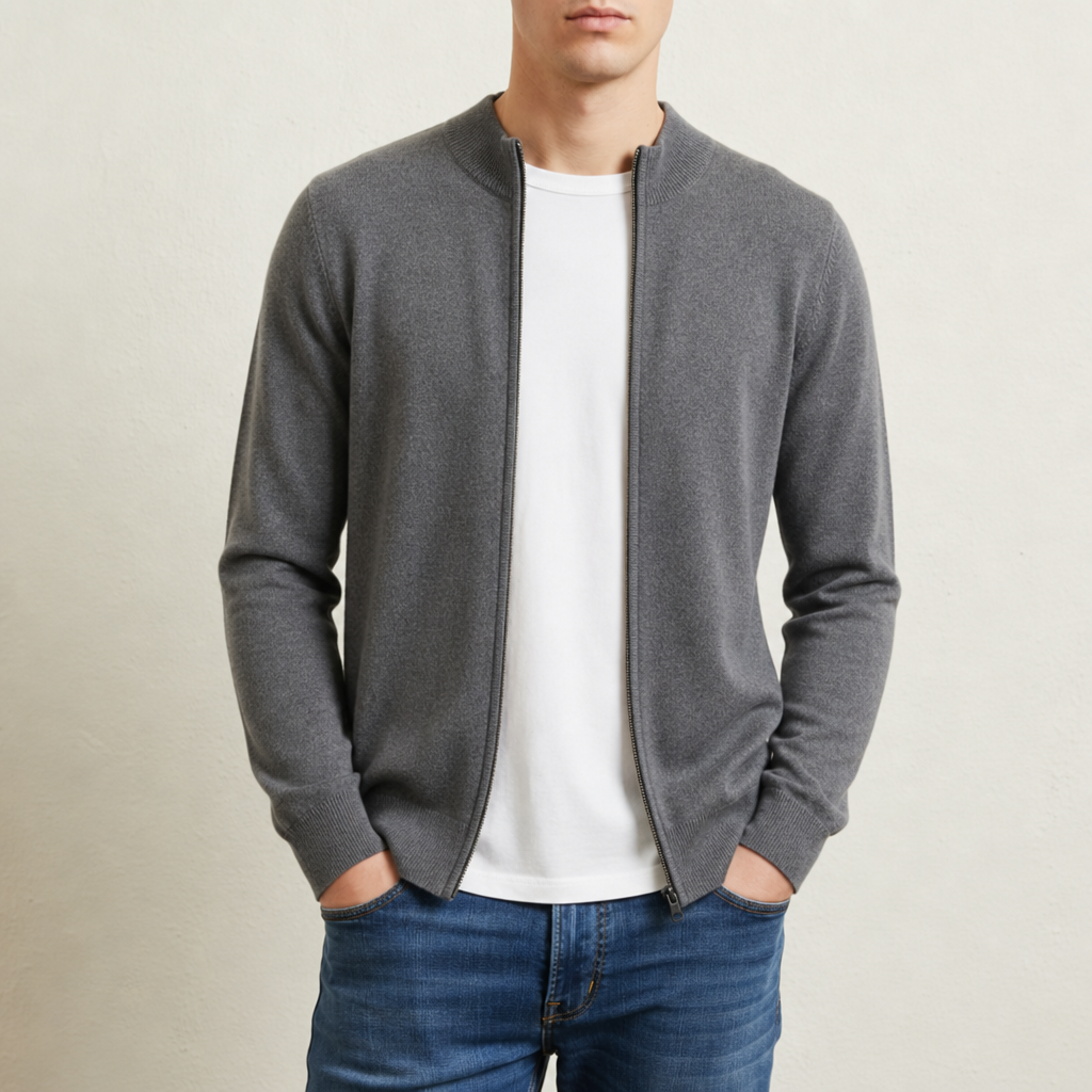 Altea Cashmere Zip Cardigan in Gray