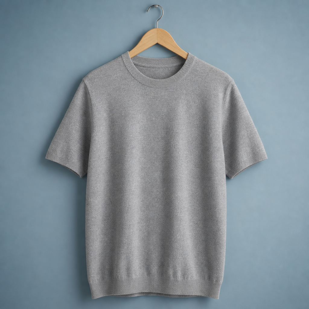 Meteora Cashmere Blend Knit Tee in Gray