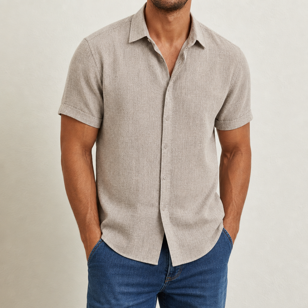Bilbao Linen Short Sleeve Shirt in Khaki