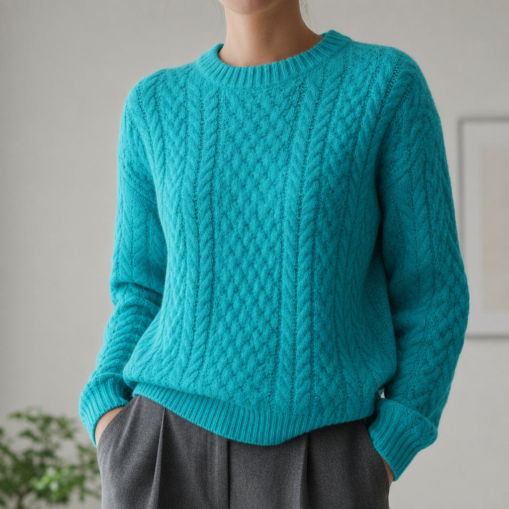 Roussillon Cable Knit Sweater in Peacock Blue