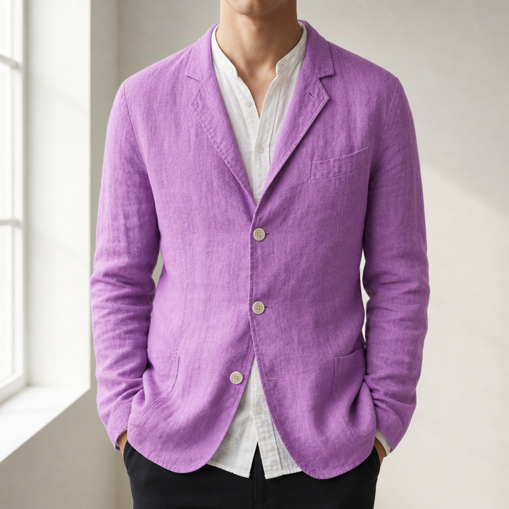 Comino Linen Blazer Jacket in Purple