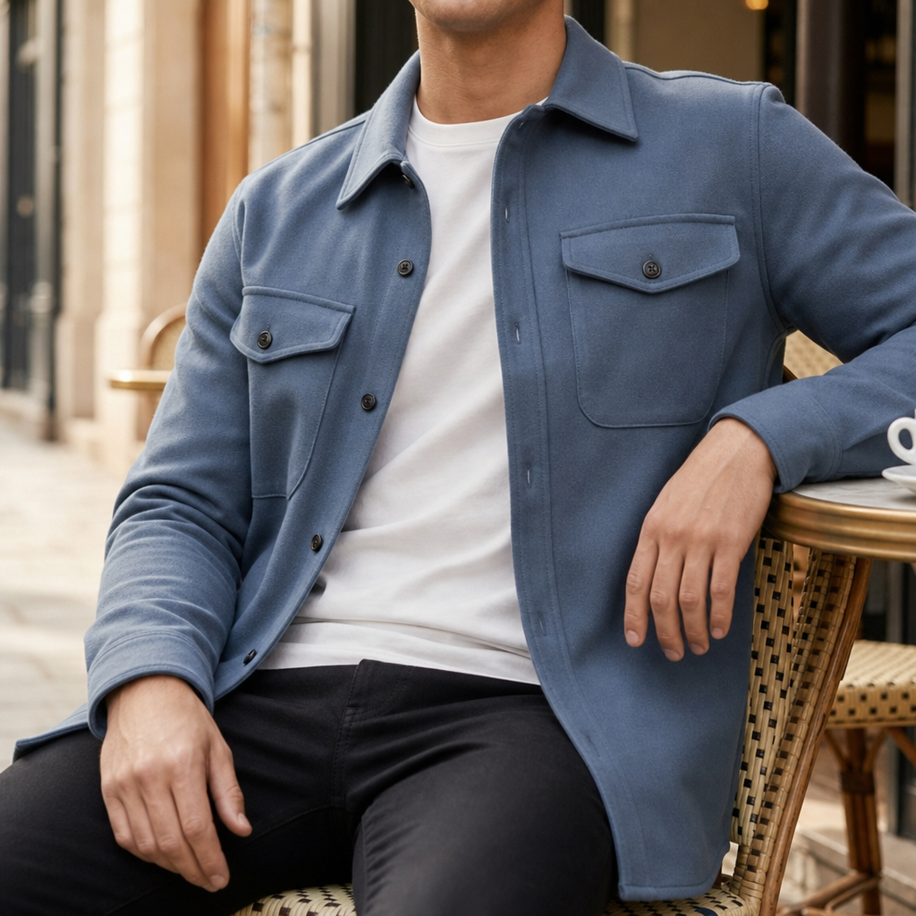 Almeria Relaxed Fit Shirt Jacket in Slate Blue