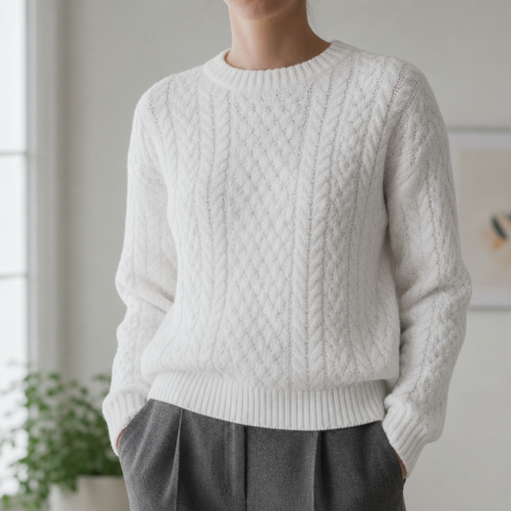 Roussillon Cable Knit Sweater in White