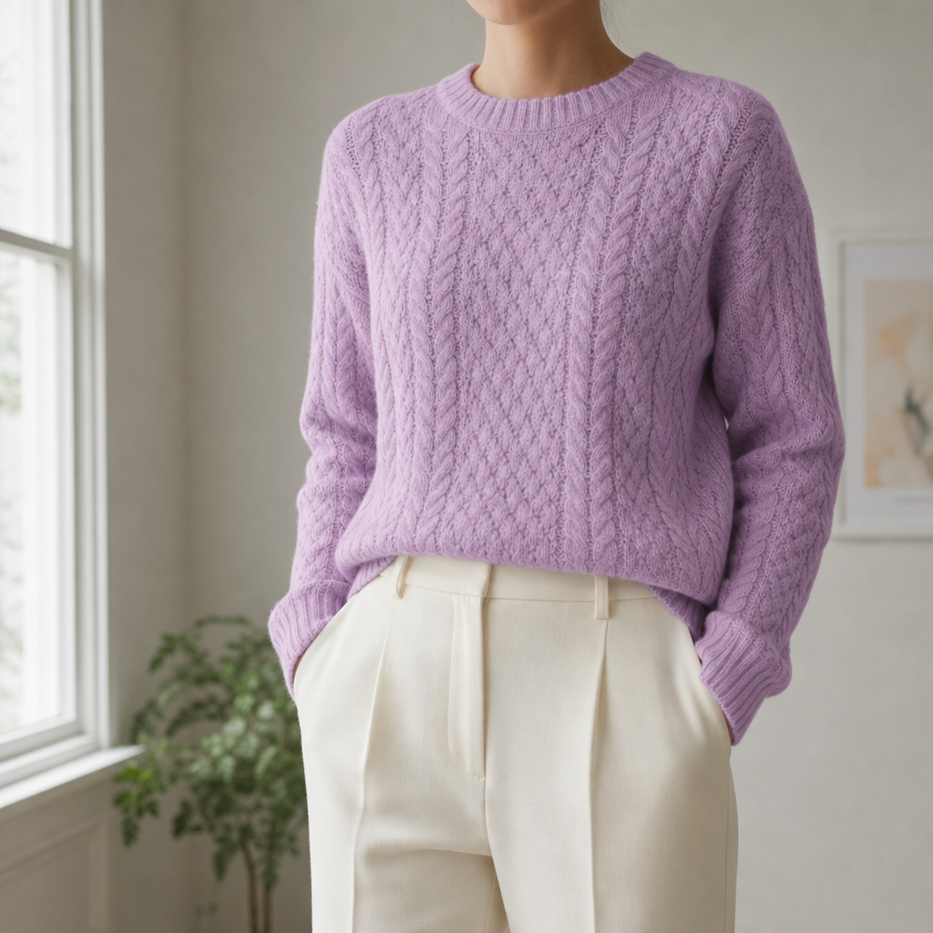 Roussillon Cable Knit Sweater in Purple
