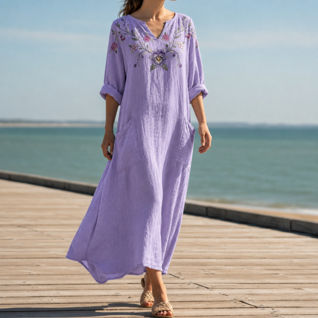 Comporta Boho Print Maxi Dress in Purple