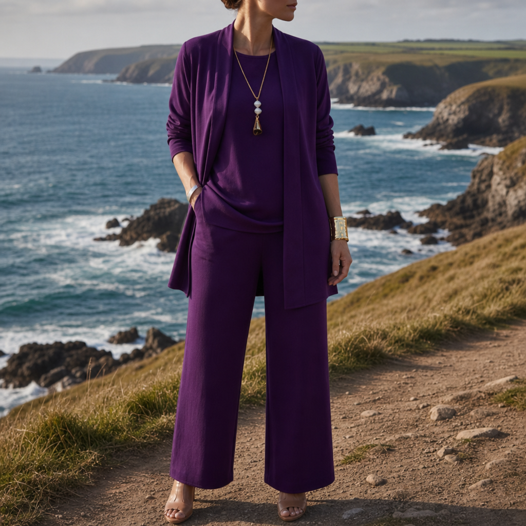 Matera Three-Piece Loungewear Set in Purple