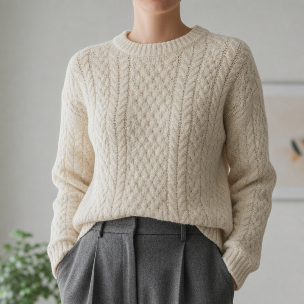 Roussillon Cable Knit Sweater in Cream