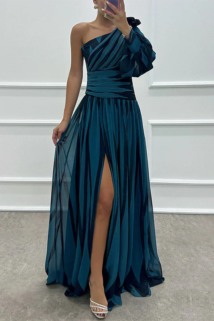 Comillas Striped One-Shoulder Maxi Dress