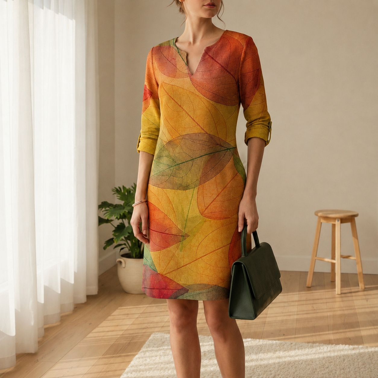 Bonifacio Mia's Notch-Neck Shift Dress
