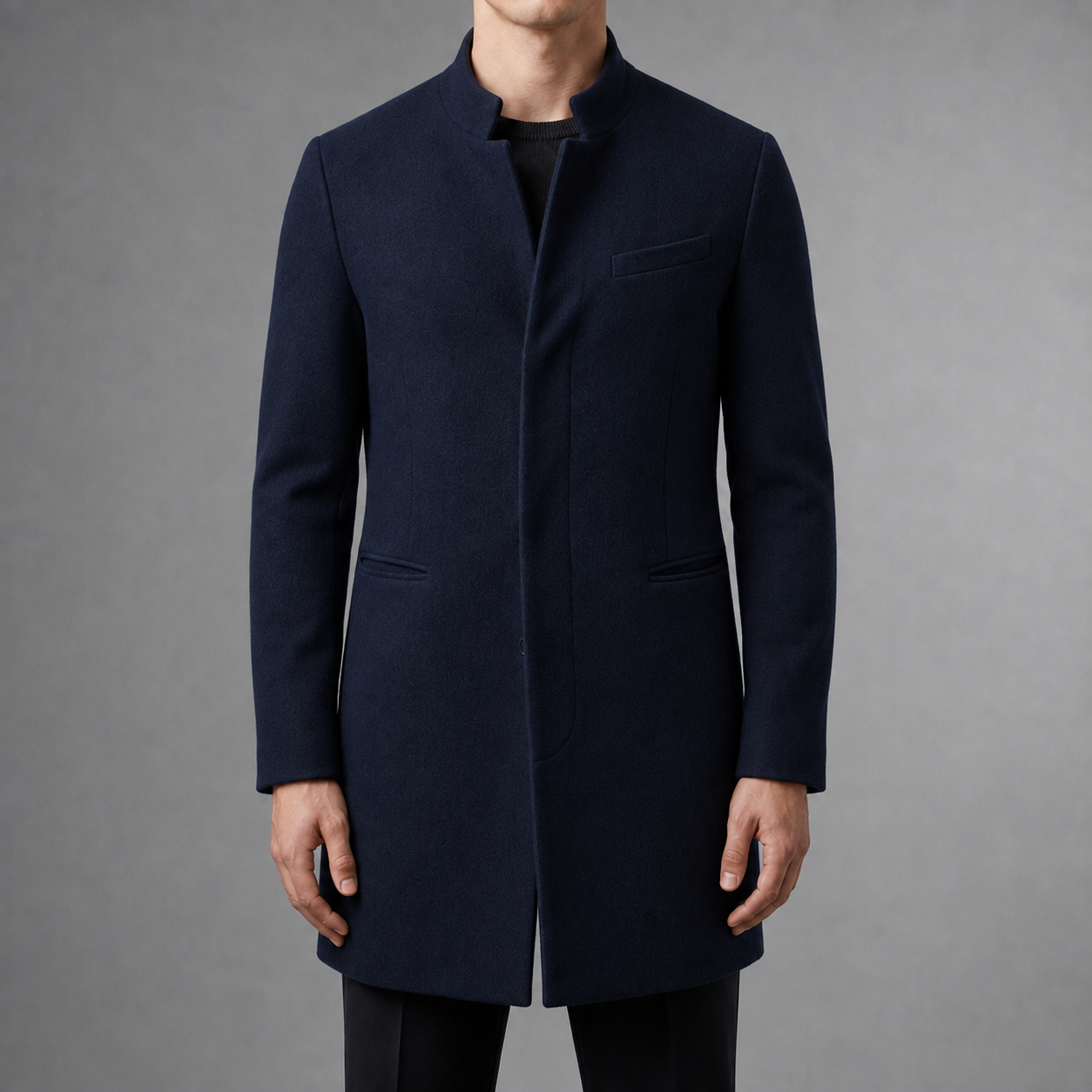 Trani Slim-Fit Stand Collar Topcoat