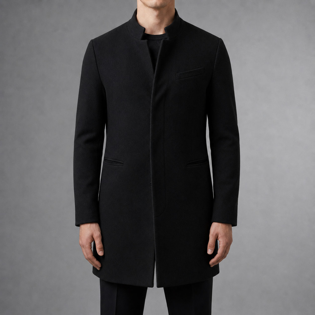 Trani Slim-Fit Stand Collar Topcoat