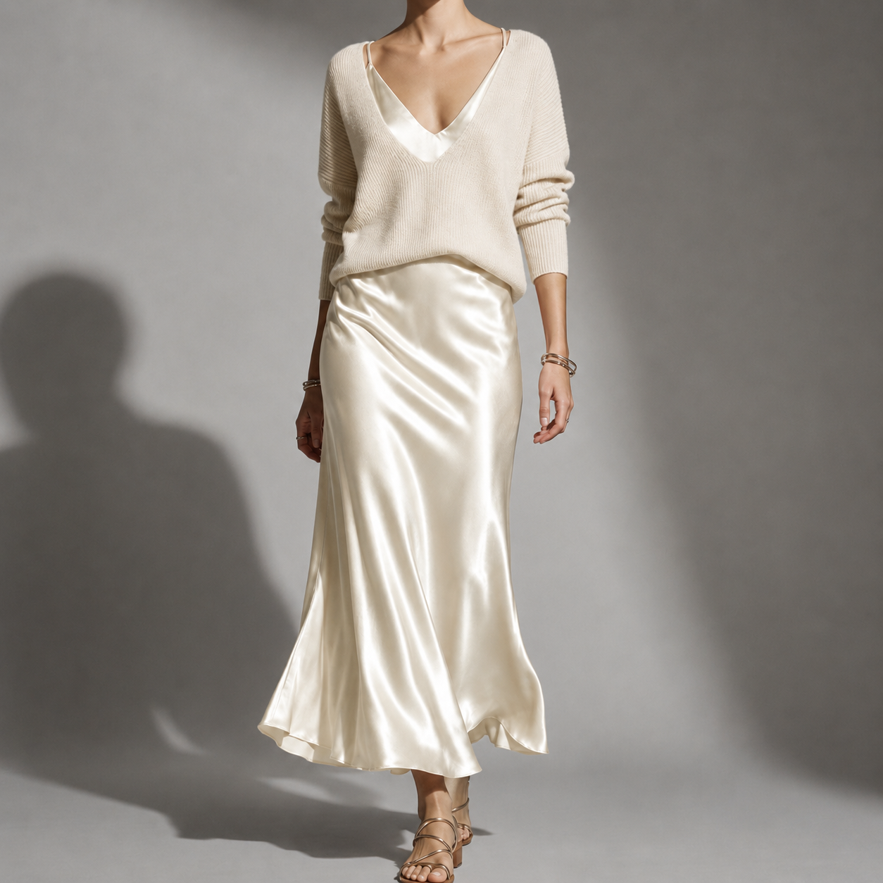 Tarifa Satin Skirt Sweater Set