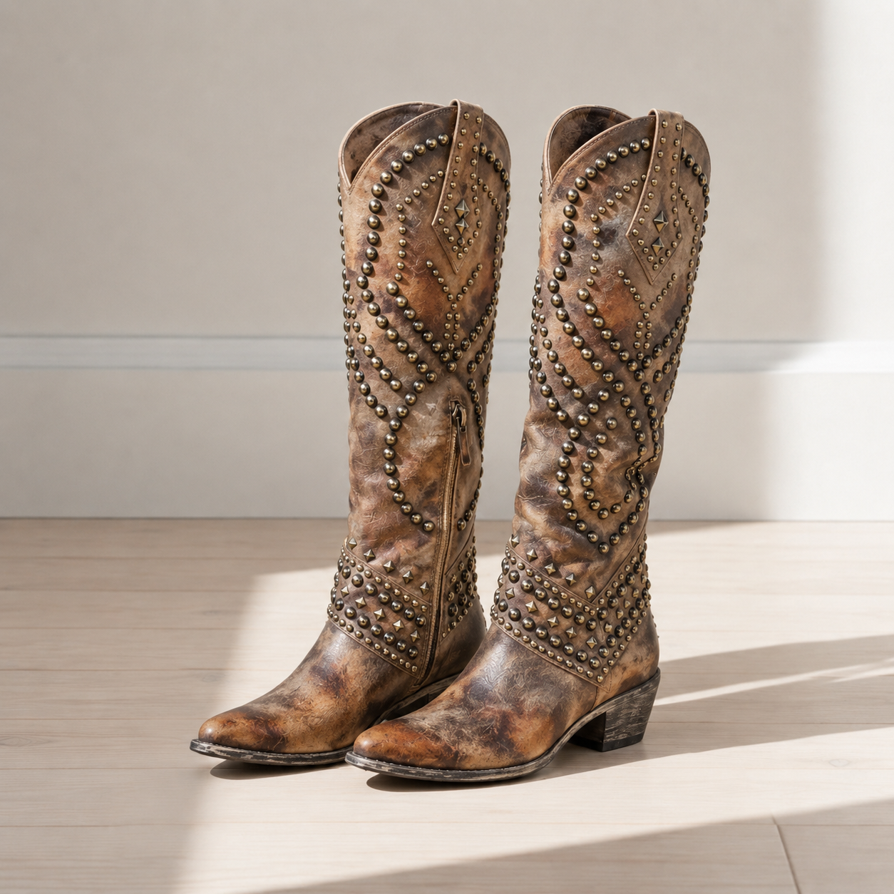 Sagres Studded Western Knee-High Boots