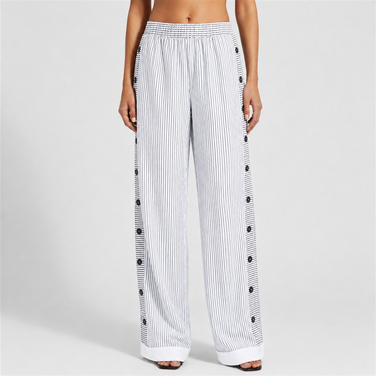 Omodos Striped Button-Accent Pants