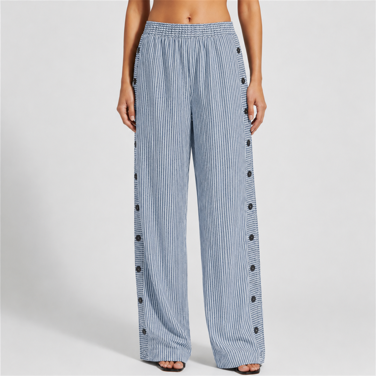 Omodos Striped Button-Accent Pants