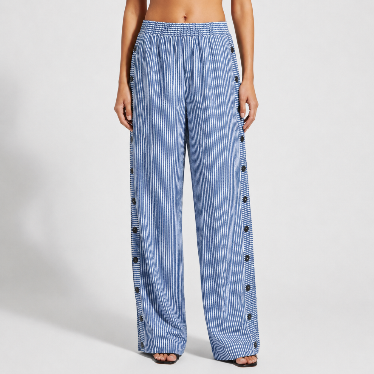 Omodos Striped Button-Accent Pants