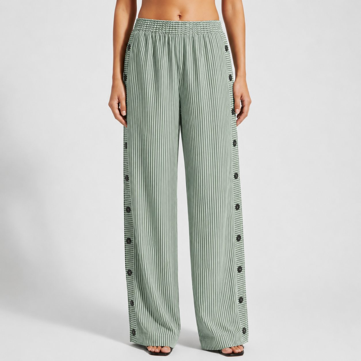 Omodos Striped Button-Accent Pants