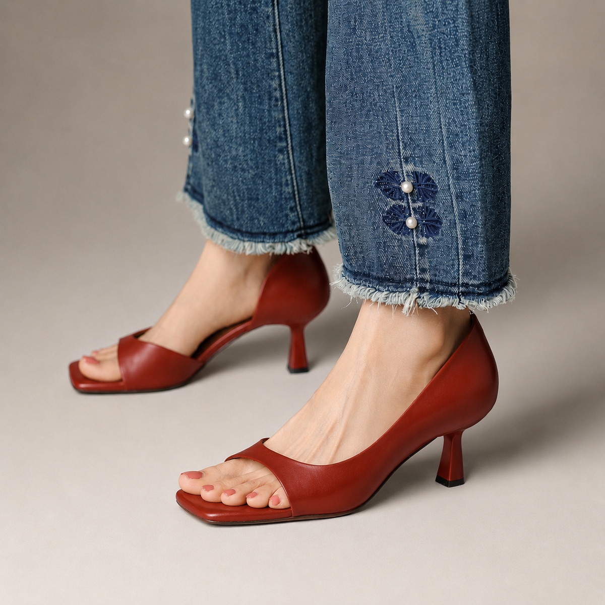Valletta Leather Square-Toe Mules