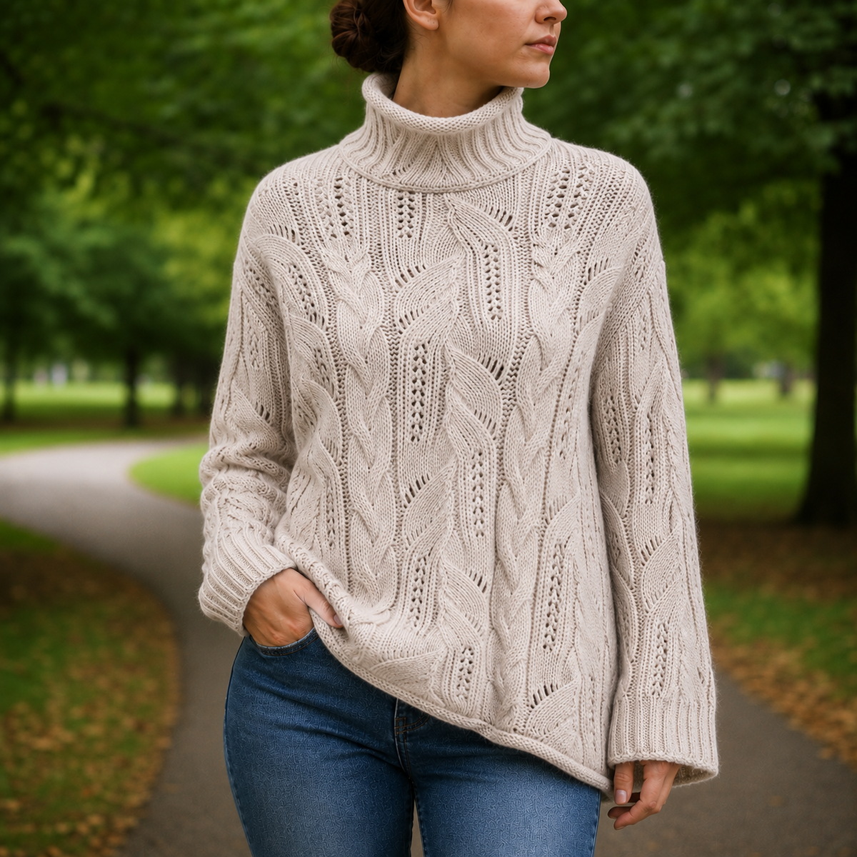 Braga Cable Knit Turtleneck Sweater