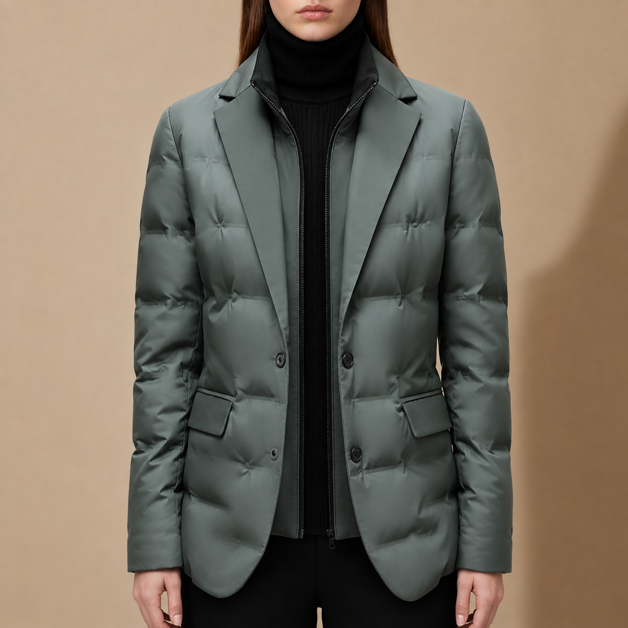 Thassos Quilted Puffer Blazer Coat